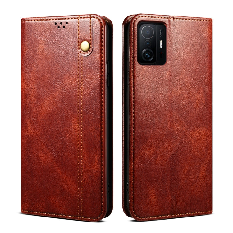 Simple Wax Crazy Horse Texture Horizontal Flip Leather Case with Card Slots & Holder & Wallet, For Xiaomi 11T Pro