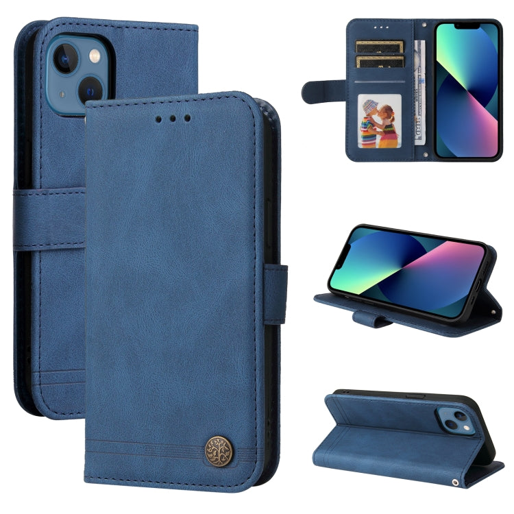 Skin Feel Life Tree Metal Button Horizontal Flip Leather Case with Holder & Card Slot & Wallet & Photo Frame & Strap, For iPhone 13 mini, For iPhone 13, For iPhone 13 Pro, For iPhone 13 Pro Max, For iPhone 12 mini, For iPhone 12 / 12 Pro               ...