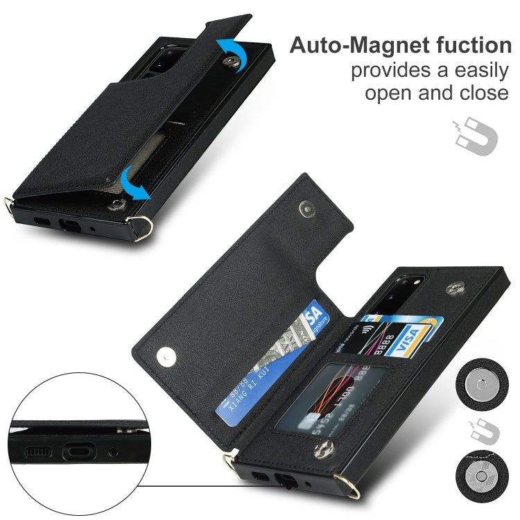 Cross-body Square Double Buckle Flip Card Bag TPU+PU Case with Card Slots & Wallet & Photo & Strap, For Samsung Galaxy Note20, For Samsung Galaxy Note20 Ultra, For Samsung Galaxy S20, For Samsung Galaxy S20 Ultra, For Samsung Galaxy S20 FE             ...