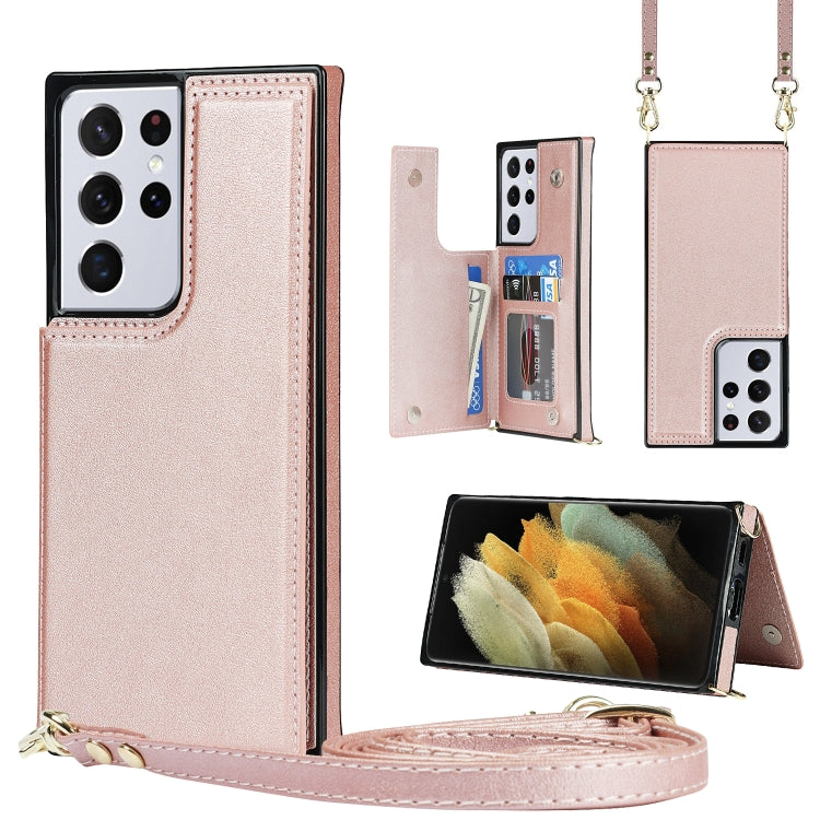 Cross-body Square Double Buckle Flip Card Bag TPU+PU Case with Card Slots & Wallet & Photo & Strap, For Samsung Galaxy Note20, For Samsung Galaxy Note20 Ultra, For Samsung Galaxy S20, For Samsung Galaxy S20 Ultra, For Samsung Galaxy S20 FE             ...
