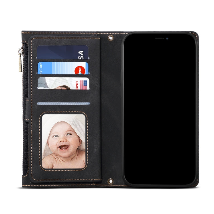 Retro Frosted Horizontal Flip Leather Case with Holder & Card Slot & Wallet & Zipper Pocket & Lanyard, For Motorola Moto G30
