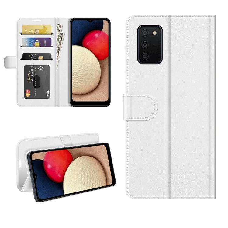 R64 Texture Single Horizontal Flip Protective Case with Holder & Card Slots & Wallet& Photo Frame, For Samsung Galaxy A03s 166mm