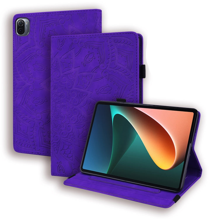 Calf Pattern Double Folding Design Embossed Leather Case with Holder & Card Slots & Pen Slot & Elastic Band, For Xiaomi Mi Pad 5 / 5 Pro
