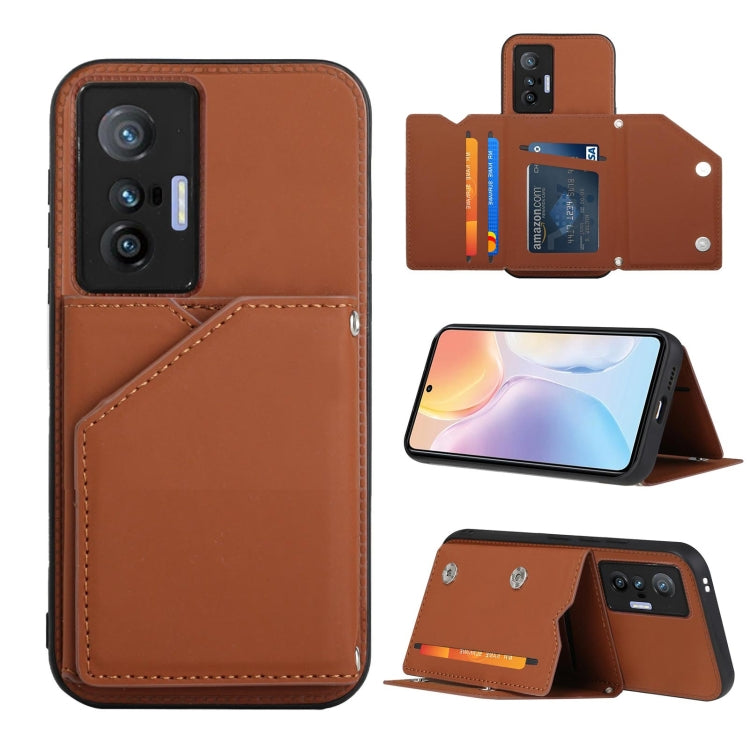 Skin Feel PU + TPU + PC Back Cover Shockproof Case with Card Slots & Holder & Photo Frame, For Honor Magic3, For vivo X70, For vivo X70 Pro, For vivo X70 Pro+
