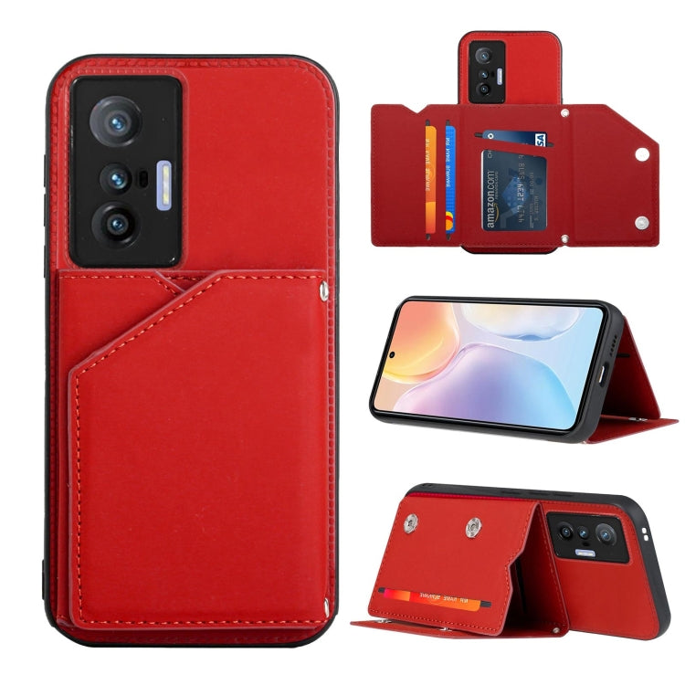 Skin Feel PU + TPU + PC Back Cover Shockproof Case with Card Slots & Holder & Photo Frame, For Honor Magic3, For vivo X70, For vivo X70 Pro, For vivo X70 Pro+