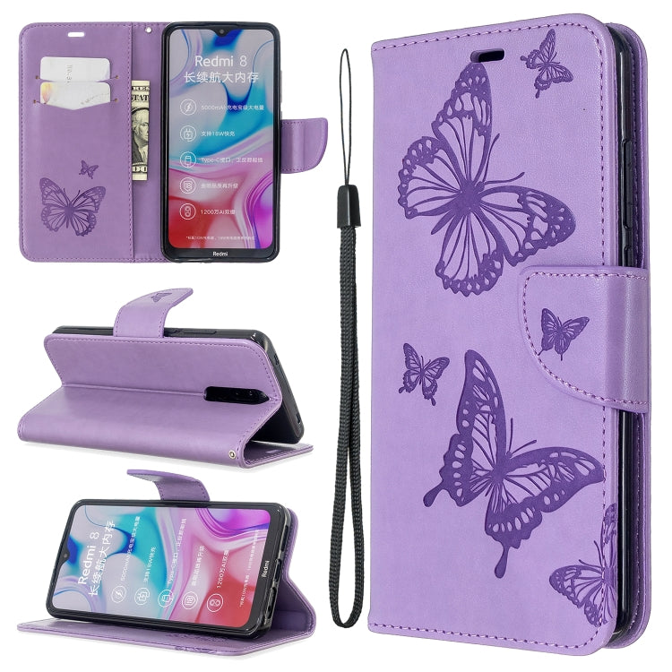 Embossing Two Butterflies Pattern Horizontal Flip PU Leather Case with Holder & Card Slot & Wallet & Lanyard, For Xiaomi Redmi  8A, For Xiaomi Redmi  8, For Nokia 6.2 / 7.2, For Sony Xperia 20, For Sony Xperia 5 / XZ5