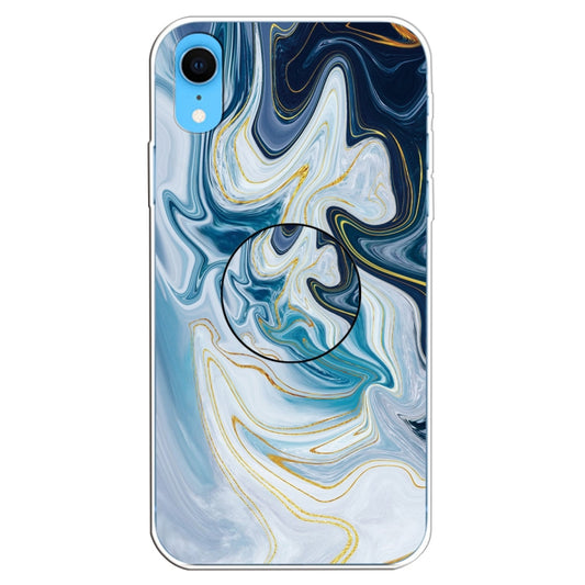 Embossed Varnished Marble TPU Protective Case with Holder, For iPhone XS / X, For iPhone XR, For iPhone XS Max, For iPhone 8 Plus & 7 Plus, For iPhone 8 & 7, For iPhone 6 & 6s