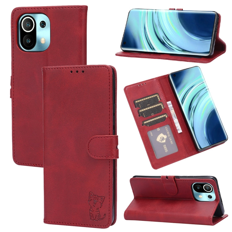 Embossed Happy Cat Pattern Horizontal Flip Leather Case with Holder & Card Slots & Wallet, For Xiaomi Redmi Note 10 Pro 5G, For Xiaomi Redmi 10, For Xiaomi Mi 11, For Xiaomi Mi 11T, For Xiaomi Mi 11 Ultra, For Xiaomi Mi 11 Lite, For Google Pixel 5a 5G ...