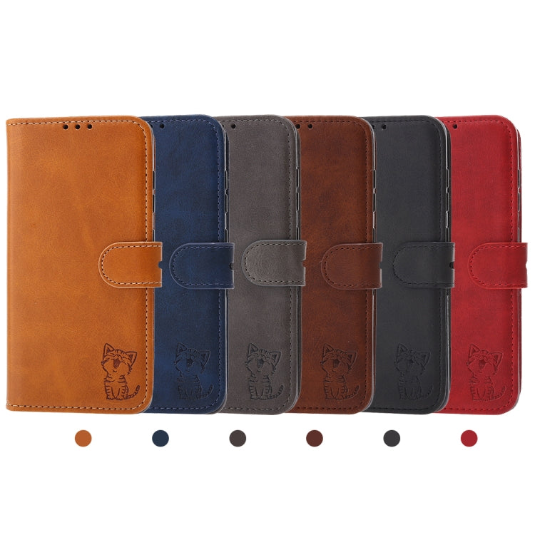 Embossed Happy Cat Pattern Horizontal Flip Leather Case with Holder & Card Slots & Wallet, For Google Pixel 6, For Google Pixel 6 Pro