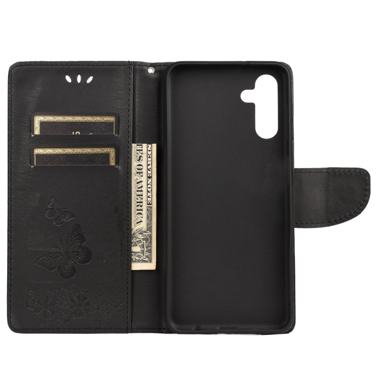 Butterfly Embossed Horizontal Flip Leather Phone Case with Card Slot & Holder, For Samsung Galaxy A13 5G