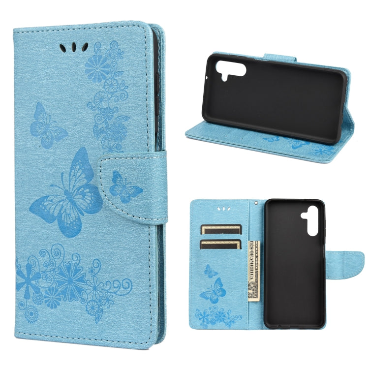 Butterfly Embossed Horizontal Flip Leather Phone Case with Card Slot & Holder, For Samsung Galaxy A13 5G
