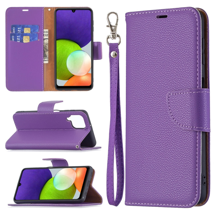 Litchi Texture Pure Color Horizontal Flip Leather Phone Case with Holder & Card Slots & Wallet & Lanyard, For Samsung Galaxy A22 4G
