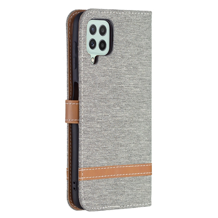 Color Matching Denim Texture Horizontal Flip Leather Phone Case with Holder & Card Slots & Wallet & Lanyard, For Samsung Galaxy A22 4G