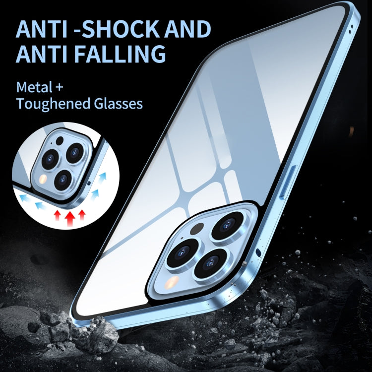 HD Magnetic Metal Frame Double-sided Tempered Glass Phone Case, For iPhone 13, For iPhone 13 Pro, For iPhone 13 Pro Max, For iPhone 13 mini