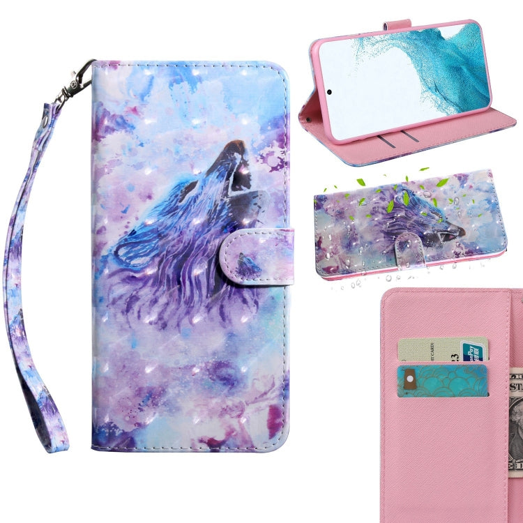 3D Painted Pattern Horizontal Flip Leather Phone Case with Holder & Lanyard, For Samaung Galaxy S22 5G, For Samaung Galaxy S22+ 5G, For Samaung Galaxy S22 Ultra 5G, For Samsung Galaxy A13 5G