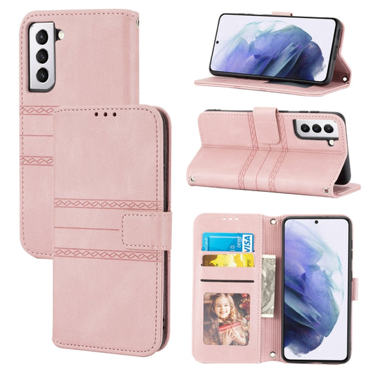 Embossed Striped Magnetic Buckle PU + TPU Horizontal Flip Phone Leather Case, For Samaung Galaxy S22 5G, For Samaung Galaxy S22+ 5G