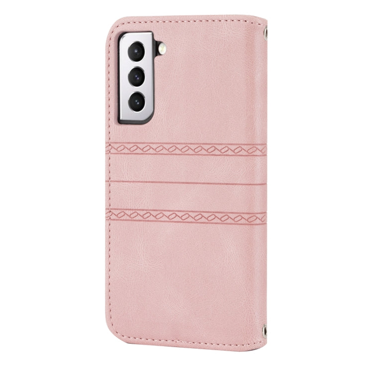 Embossed Striped Magnetic Buckle PU + TPU Horizontal Flip Phone Leather Case, For Samaung Galaxy S22 5G, For Samaung Galaxy S22+ 5G