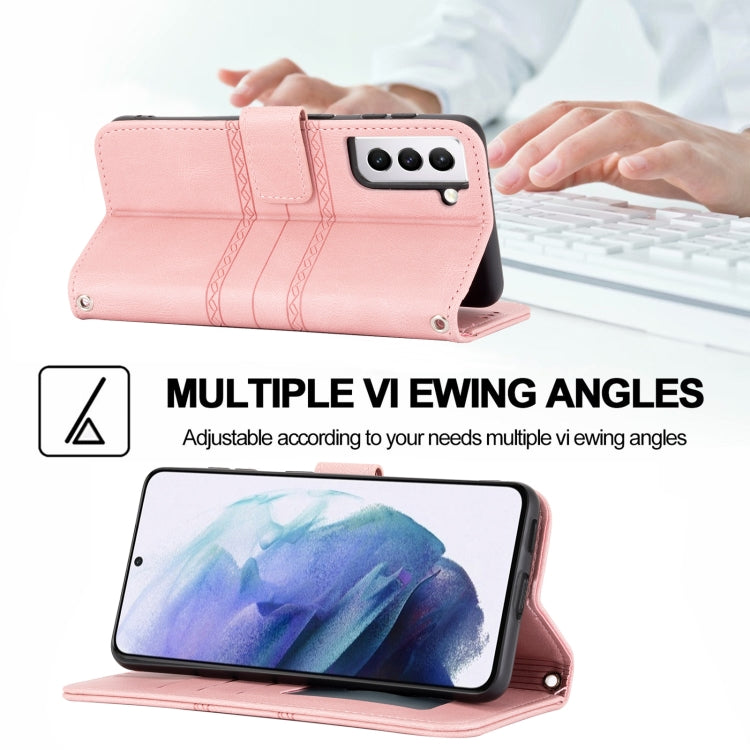 Embossed Striped Magnetic Buckle PU + TPU Horizontal Flip Phone Leather Case, For Samaung Galaxy S22 5G, For Samaung Galaxy S22+ 5G