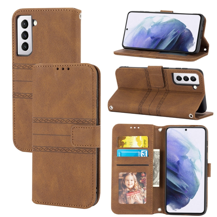 Embossed Striped Magnetic Buckle PU + TPU Horizontal Flip Phone Leather Case, For Samaung Galaxy S22 5G, For Samaung Galaxy S22+ 5G