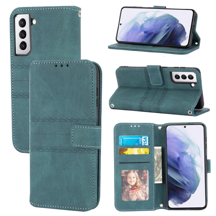 Embossed Striped Magnetic Buckle PU + TPU Horizontal Flip Phone Leather Case, For Samaung Galaxy S22 5G, For Samaung Galaxy S22+ 5G