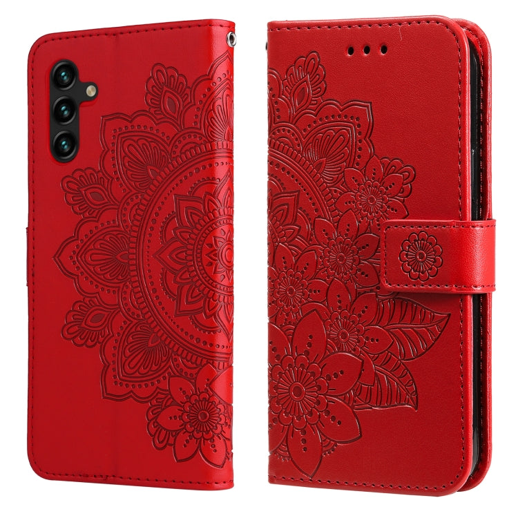 7-petal Flowers Embossing Horizontal Flip Leather Phone Case with Holder & Card Slots, For Motorola Edge 20, For Nokia C20 / C10, For vivo Y21 / Y21s / Y33s, For Samsung Galaxy A13 5G, For Xiaomi 11T / 11T Pro