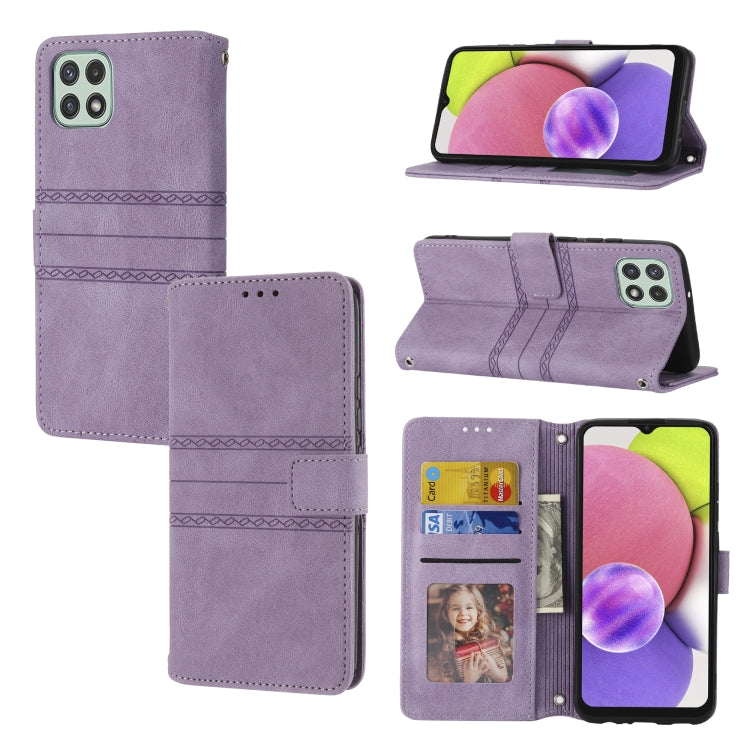 Embossed Striped Magnetic Buckle Horizontal Flip Phone Leather Case, For Samsung Galaxy A03 International Version, For Xiaomi Redmi Note 11, For Samsung Galaxy A03 EU Version, For Xiaomi Redmi Note 11 Pro, For Samaung Galaxy S22 Ultra 5G