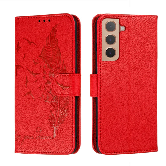 Feather Pattern Litchi Texture Leather Phone Case with Holder & Card Slots & Wallet, For Samsung Galaxy S22 5G, For Samsung Galaxy S22 Ultra 5G, For Samsung Galaxy S22+ 5G, For Xiaomi Redmi Note 11, For Xiaomi Redmi Note 11 Pro