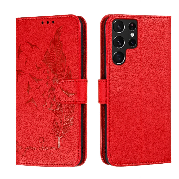 Feather Pattern Litchi Texture Leather Phone Case with Holder & Card Slots & Wallet, For Samsung Galaxy S22 5G, For Samsung Galaxy S22 Ultra 5G, For Samsung Galaxy S22+ 5G, For Xiaomi Redmi Note 11, For Xiaomi Redmi Note 11 Pro