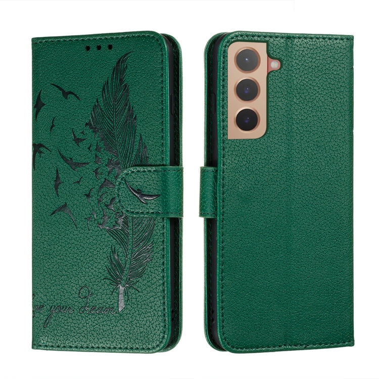 Feather Pattern Litchi Texture Leather Phone Case with Holder & Card Slots & Wallet, For Samsung Galaxy S22 5G, For Samsung Galaxy S22 Ultra 5G, For Samsung Galaxy S22+ 5G, For Xiaomi Redmi Note 11, For Xiaomi Redmi Note 11 Pro
