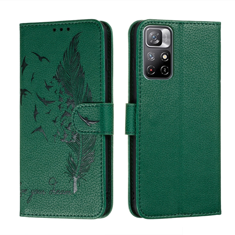 Feather Pattern Litchi Texture Leather Phone Case with Holder & Card Slots & Wallet, For Samsung Galaxy S22 5G, For Samsung Galaxy S22 Ultra 5G, For Samsung Galaxy S22+ 5G, For Xiaomi Redmi Note 11, For Xiaomi Redmi Note 11 Pro
