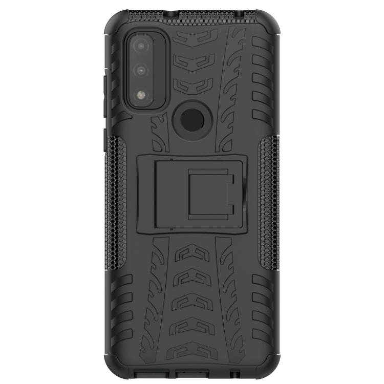 Tire Texture Shockproof TPU+PC Phone Case with Holder, For Motorola Moto G Pure