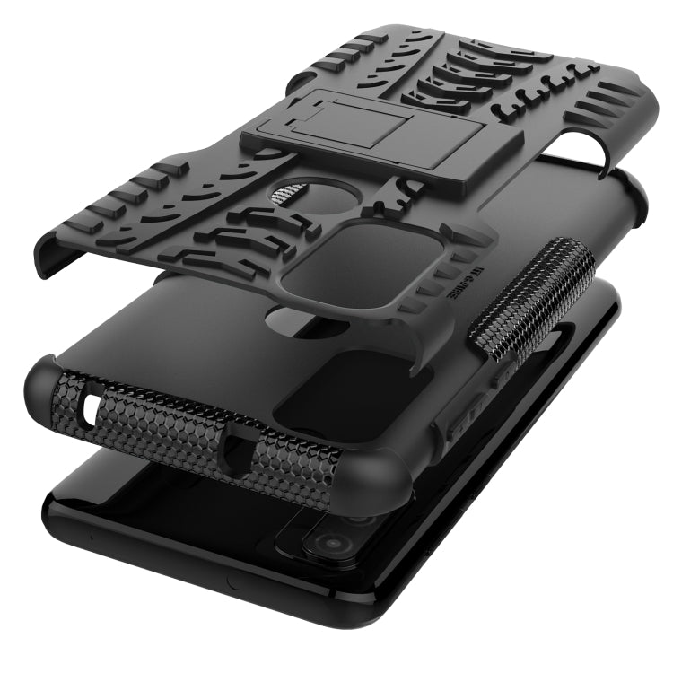 Tire Texture Shockproof TPU+PC Phone Case with Holder, For Motorola Moto G Pure