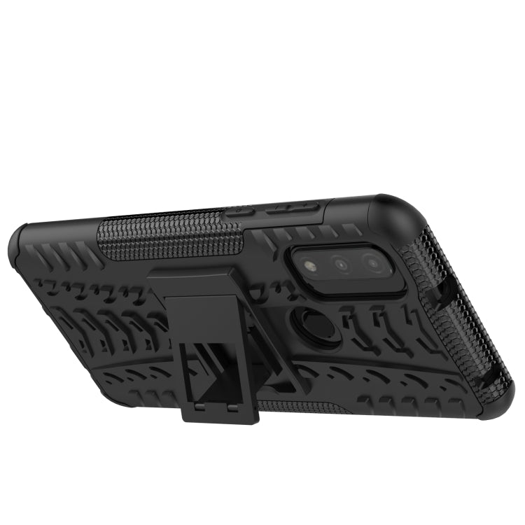 Tire Texture Shockproof TPU+PC Phone Case with Holder, For Motorola Moto G Pure