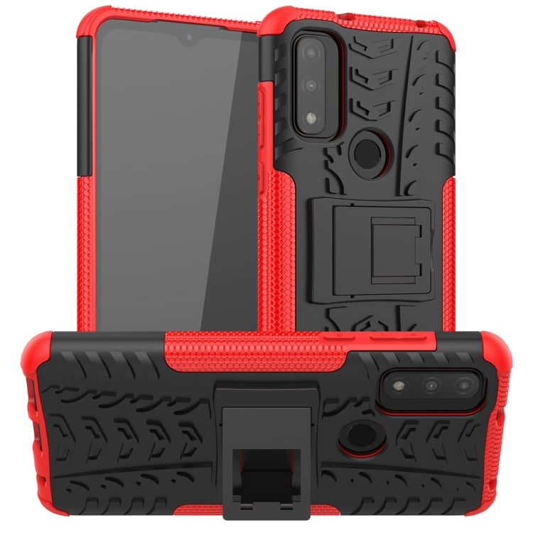 Tire Texture Shockproof TPU+PC Phone Case with Holder, For Motorola Moto G Pure