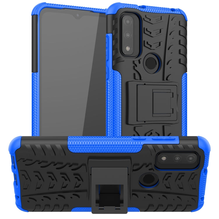 Tire Texture Shockproof TPU+PC Phone Case with Holder, For Motorola Moto G Pure