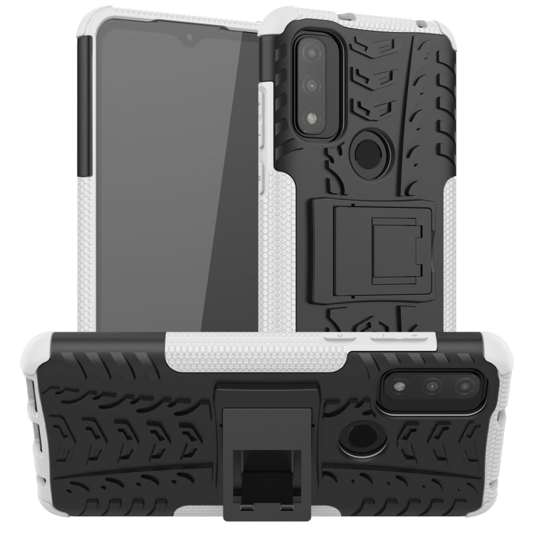 Tire Texture Shockproof TPU+PC Phone Case with Holder, For Motorola Moto G Pure