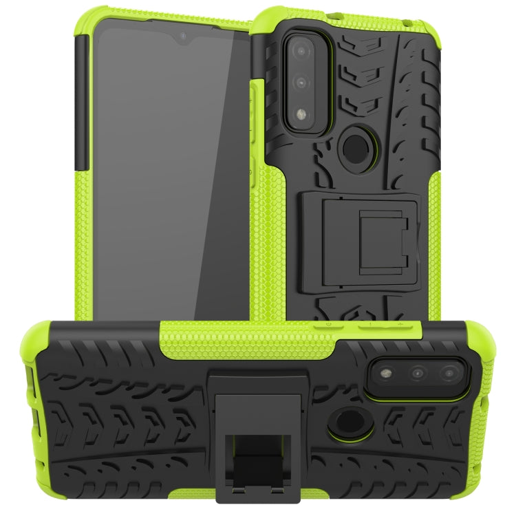 Tire Texture Shockproof TPU+PC Phone Case with Holder, For Motorola Moto G Pure
