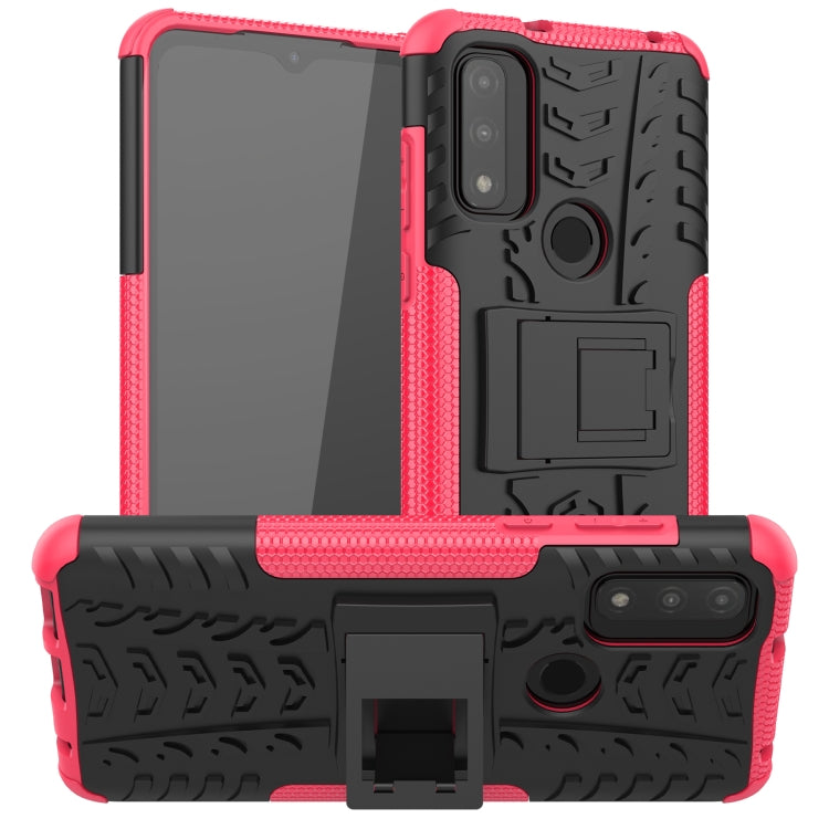 Tire Texture Shockproof TPU+PC Phone Case with Holder, For Motorola Moto G Pure