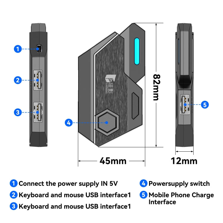 GAMWING MixSE Bluetooth 5.0 Keyboard Mouse Converter Shooting Game Auxiliary Tool, Mix SE1