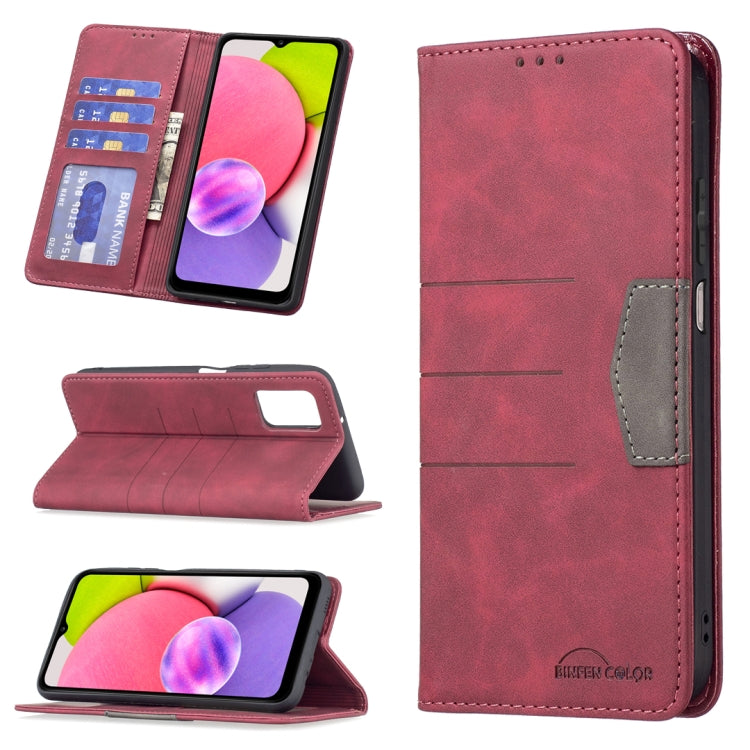 Magnetic Splicing Leather Phone Case, For Samsung Galaxy A02, For Samsung Galaxy A03s 164 Version, For Samsung Galaxy A03s 166 Version, For Samsung Galaxy A11, For Samsung Galaxy A13 5G, For Samsung Galaxy A21, For Samsung Galaxy A22 4G                ...