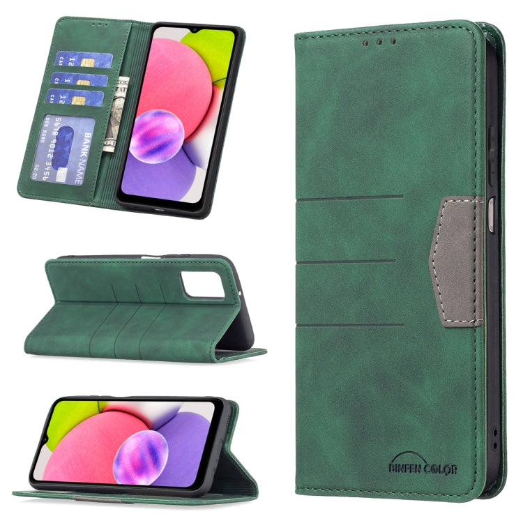Magnetic Splicing Leather Phone Case, For Samsung Galaxy A02, For Samsung Galaxy A03s 164 Version, For Samsung Galaxy A03s 166 Version, For Samsung Galaxy A11, For Samsung Galaxy A13 5G, For Samsung Galaxy A21, For Samsung Galaxy A22 4G                ...