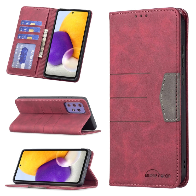 Magnetic Splicing Leather Phone Case, For Samsung Galaxy A51, For Samsung Galaxy A52, For Samsung Galaxy A71, For Samsung Galaxy A72, For Samsung Galaxy M32, For Samsung Galaxy M52 5G, For Samsung Galaxy S20 FE, For Samsung Galaxy S20+                 ...