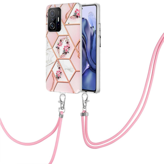 Electroplating Splicing Marble Flower TPU Phone Case with Lanyard, For Xiaomi Mi 11T / Mi 11T Pro, For Xiaomi Redmi 10, For Samsung Galaxy A13 5G