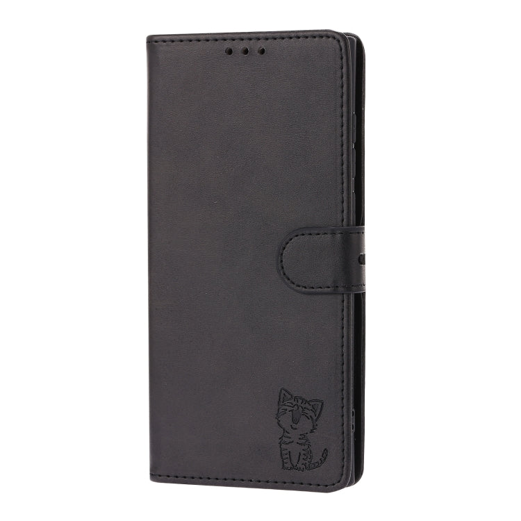 Embossed Happy Cat Pattern Leather Phone Case, For Samsung Galaxy S22 Ultra 5G, For Samsung Galaxy A13 5G, For Samsung Galaxy A33 5G, For Samsung Galaxy A53