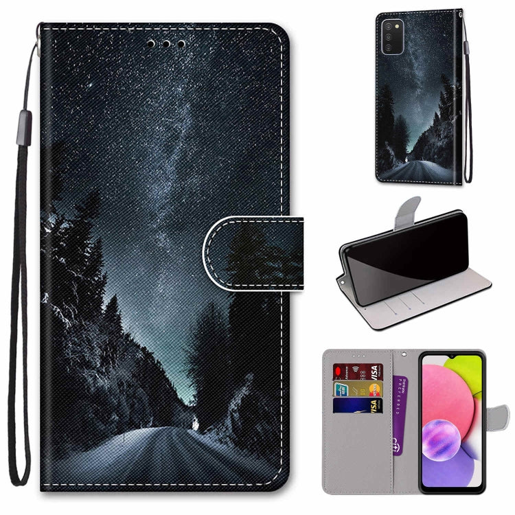 Coloured Drawing Cross Texture Horizontal Flip Leather Phone Case with Holder & Card Slots & Wallet & Lanyard, For Samsung Galaxy A03s 166mm Version, For Samsung Galaxy A13 4G