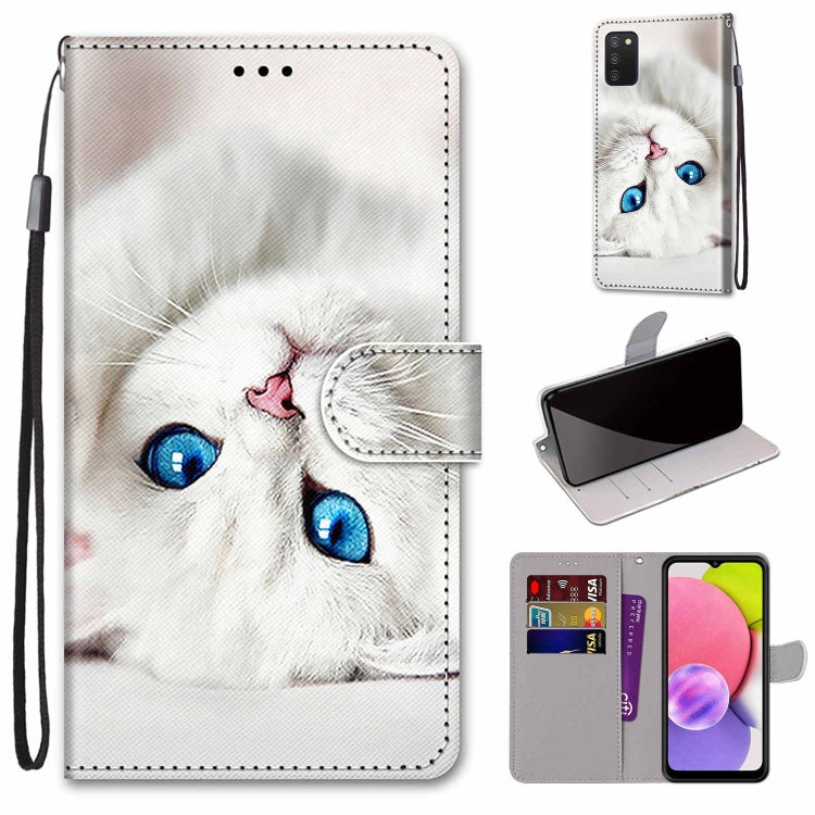 Coloured Drawing Cross Texture Horizontal Flip Leather Phone Case with Holder & Card Slots & Wallet & Lanyard, For Samsung Galaxy A03s 166mm Version, For Samsung Galaxy A13 4G