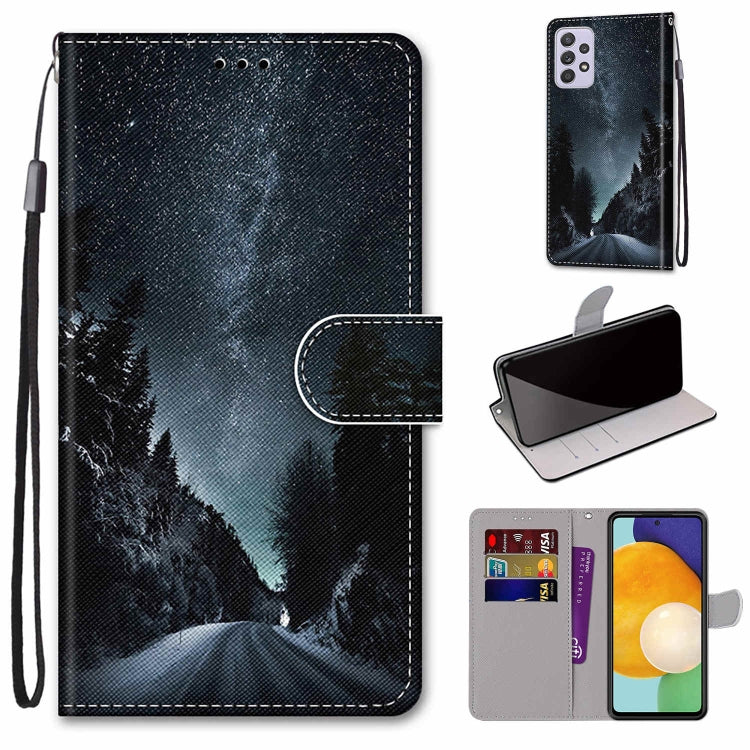 Coloured Drawing Cross Texture Horizontal Flip Leather Phone Case with Holder & Card Slots & Wallet & Lanyard, For Samsung Galaxy A13 5G, For Samsung Galaxy A33 5G
