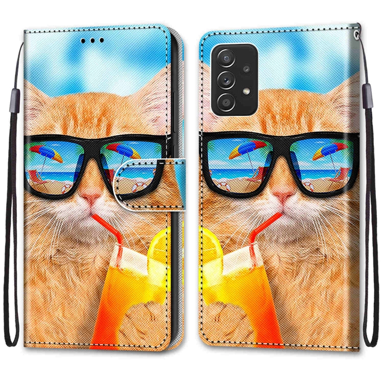 Coloured Drawing Cross Texture Horizontal Flip Leather Phone Case with Holder & Card Slots & Wallet & Lanyard, For Samsung Galaxy A53 5G, For Samsung Galaxy M52 5G