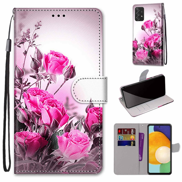 Coloured Drawing Cross Texture Horizontal Flip Leather Phone Case with Holder & Card Slots & Wallet & Lanyard, For Samsung Galaxy A53 5G, For Samsung Galaxy M52 5G