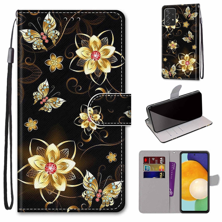 Coloured Drawing Cross Texture Horizontal Flip Leather Phone Case with Holder & Card Slots & Wallet & Lanyard, For Samsung Galaxy A53 5G, For Samsung Galaxy M52 5G